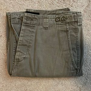 Olive/taupe military-style Banana Republic work chinos, size 35L